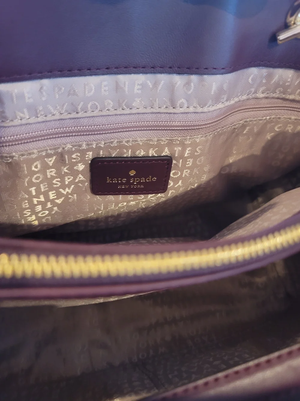 kate spade Quilted Leather Tote Bag in Plum Purple